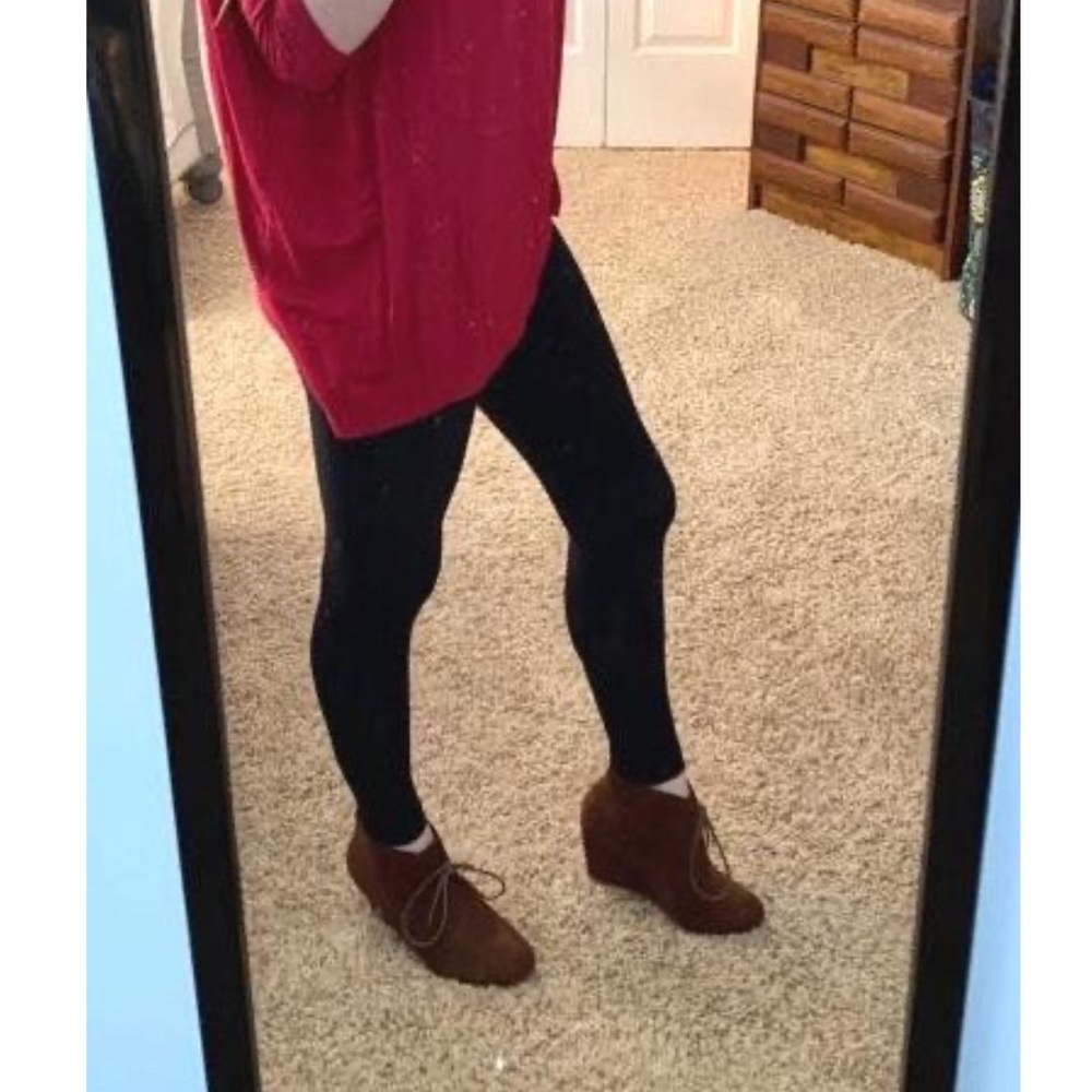 Chestnut wedge booties
